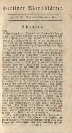 49tes Blatt. Den 26ten November 1810.