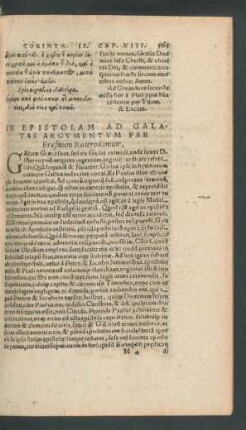 In Epistolam Ad Galatas Argumentum ...