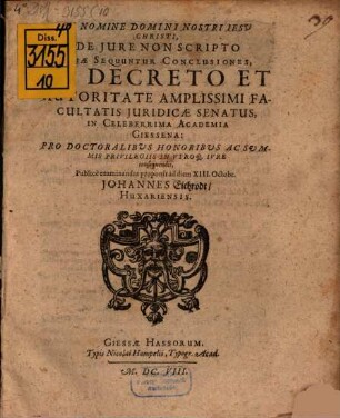 De iure non scripto quae sequuntur conclusiones