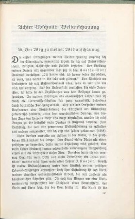 Achter Abschnitt: Weltanschauung