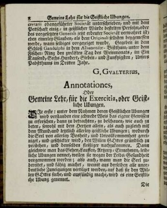 Annotationes, oder Gemeine Lehr, für die Exercitia, oder Geistliche Ubungen.