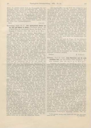 582-585 [Rezension] Volkmar, Gust., Jesus Nazarenus und die erste christliche Zeit, mit den beiden ersten Erzählern