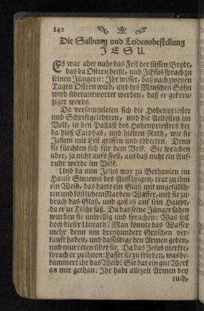 Die Salbung und Leidensbestellung Jesu.
