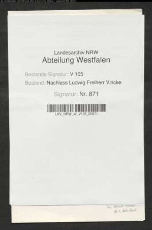 1 Brief von Ludwig Vincke (Sohn von Schwager Carl Vincke)