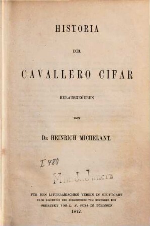 Historia del Cavallero Cifar