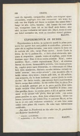 Experimentum In Dubiis.