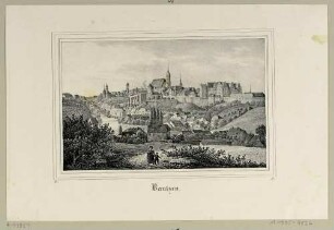 Stadtansicht von Bautzen in Ostsachsen aus nördlicher Richtung, aus der Zeitschrift Saxonia 1837