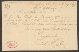 Brief an B. Schott's Söhne : 25.03.1895