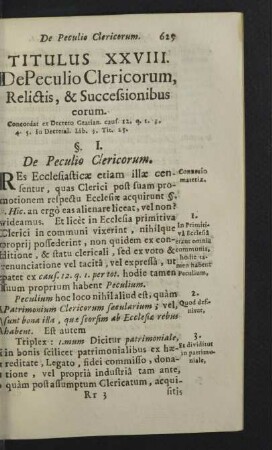 Titulus XXVIII. De Peculio Clericorum, Relictis, & Successionibus eorum.