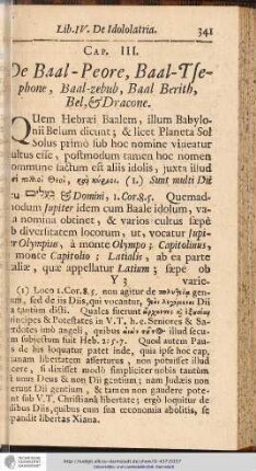 CAP. III. De Baal-Peore, Baal-Tsephone, Baal-zebub, Baal Berith, Bel, & Dracone.