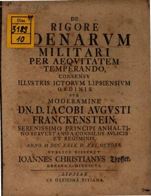 De rigore poenarum militari per aeqitatem temperando
