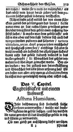 Das V. Capitel. Engbrüstigkeit mit einem Außwurff. Asthma Humidum.