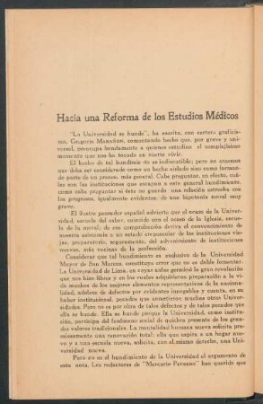 Hacia una reforma de los estudios médicos