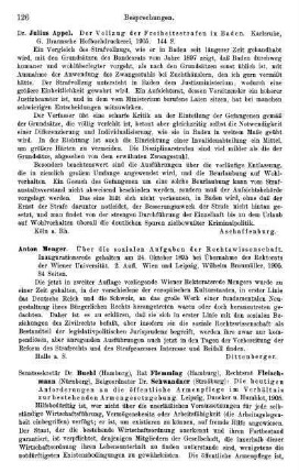 126, Julius Appel, Der Vollzug der Freiheitsstrafen in Baden, 1905