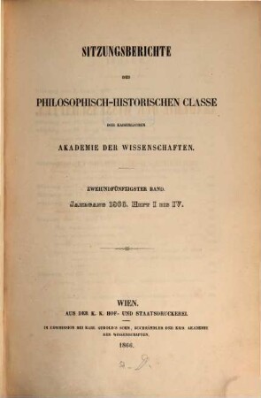 Sitzungsberichte. 52. 1866