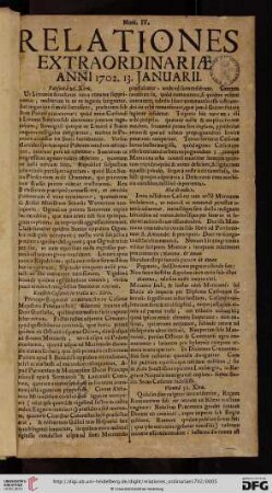 Num. IV. - Num. XIX (13. Januarii - 7. Martii)