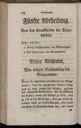 Fünfte Abtheilung. Von den Krankheiten der Säugammen.