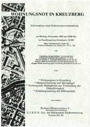 Flugschrift: Wohnungsnot in Kreuzberg 1991