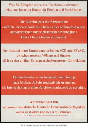 Originaltitel: Was die Kämpfer gegen den Faschismus schworen, leitet uns heute im Kampf für Frieden und Sozialismus