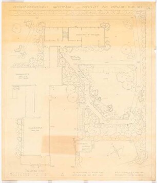 Gartenanlage Verbandsberufsschule, Grevenbroich: Deckblatt zum Entwurf, Grundriss 1: 100
