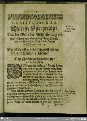 Die erste Osterpredigt