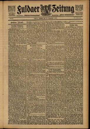 Erste Ausgabe vom Freitag, den 13. Dezember 1907.