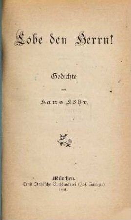Lobe den Herrn! : Gedichte