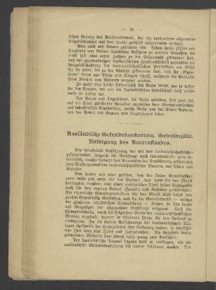 Ausländische Getreidekonkurrenz. Getreidezölle. Untergang des Bauernstandes