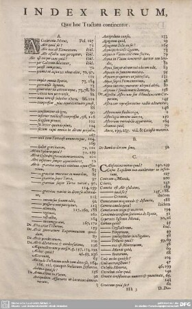 INDEX RERUM, Quae hoc Tractatu continentur.
