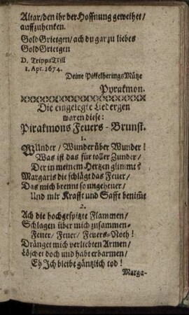 Die eingelegte Liedergen waren diese [...]
