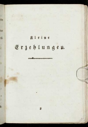 Kleine Erzehlungen.