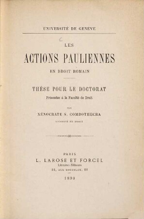 Les actions pauliennes en droit romain