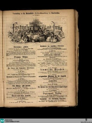 Karlsruher Tagblatt, Vorräthig in A. Bielefeld's Hofbuchhandlung in Carlsruhe. Literarische Festgaben für Alt und Jung