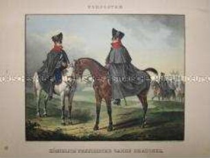Uniformdarstellung, Dragoner zu Pferd, Garde-Dragoner-Regiment, Vorposten, Preußen, 1825.
