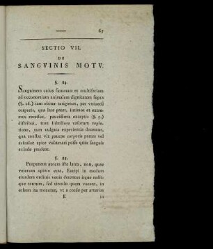 Sectio VII. De Sanguinis Motu