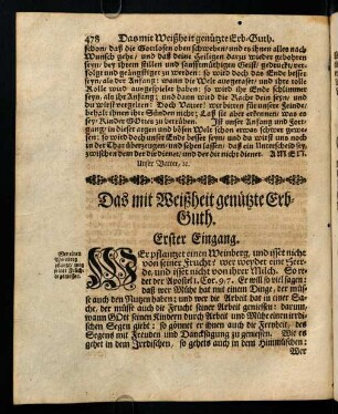 478-492, Das mit Weißheit genützte Erbguth