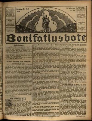 Erste Ausgabe vom Sonntag, den 21. Juni 1925.