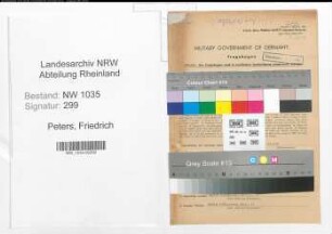 Entnazifizierung Friedrich Peters , geb. 07.08.1891 (Hauer)