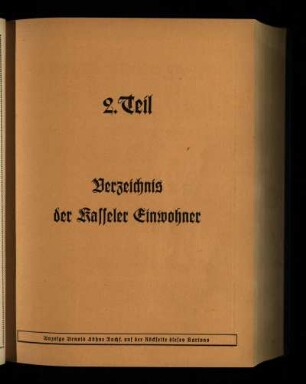 Verzeichnis der Kasseler Einwohner