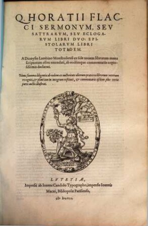 Q. Horatii Flacci sermonum, seu satyrarum, seu eclogarum libri duo