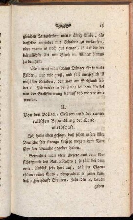 II. Von den Polizei-Gesezen und der cameralischen Behandlung der Landwirthschaft.