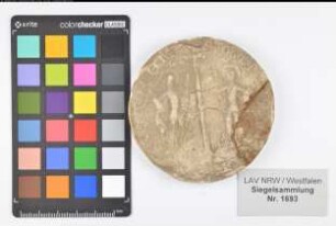 Siegler: Vreden, Stadt Überlieferungsart: Nachbildung. Stoff: Gips Farbe: ungefärbt Form: rund. Durchmesser: 76 mm Art: Typ: Umschrift: