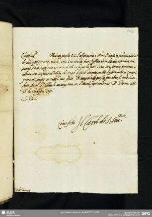 Briefe des Cardinale di S. Sev[eri]na [mutmaßlich Giulio Antonio Santorio (1532-1602)]
