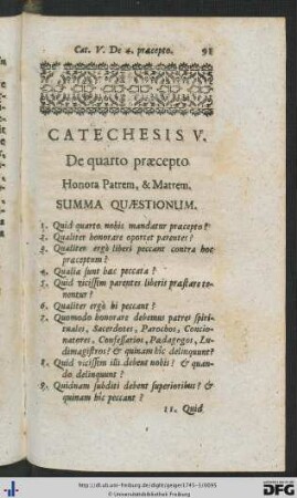 Catechesis V. De quarto praecepto.