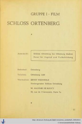 Gruppe I Film Schloss Ortenberg