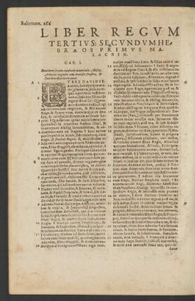 Liber Regvm Tertivs: Secvndvm Hebraeos Primvs Malachim.