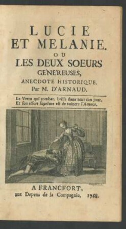 Lucie Et Melanie. Ou Les Deux Soeurs Généreuses