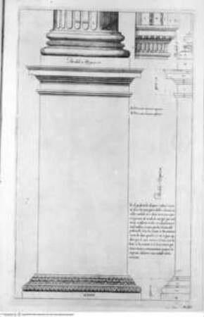 Regola delli cinque ordini d'architettura., Tafel XXIIII: Korinthische Säule mit Piedestal, Details
