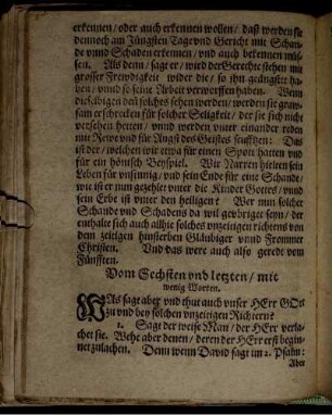 Vom Sechsten und letzten/ mit wenig Worten