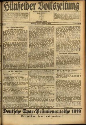 Ausgabe vom Montag, den 17. November 1919.